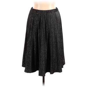Ava & Viv Black Pleated Glitter Midi Skirt - 1X